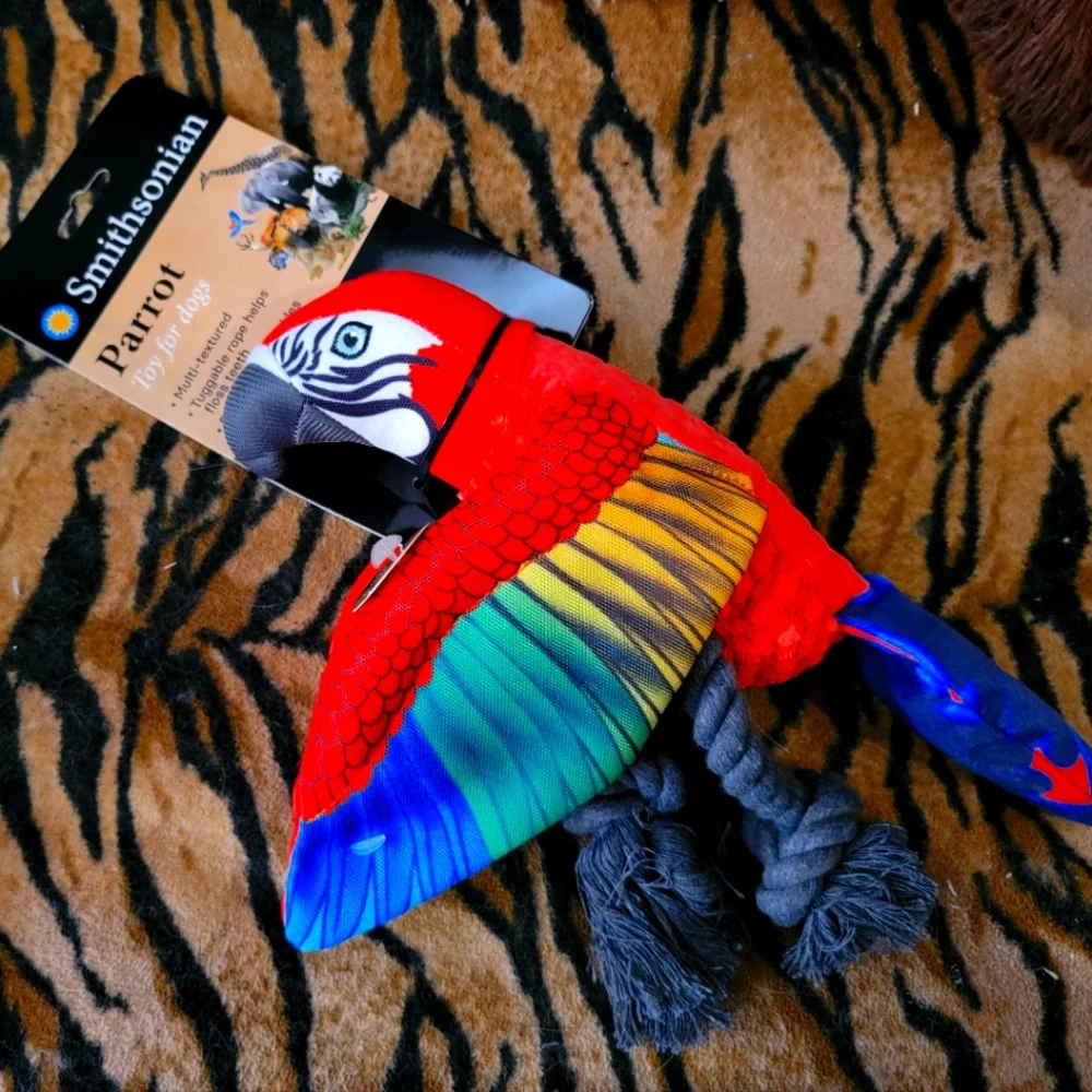 Dog Parrot Plush Toy - Various Colors Red and Blue Ea.